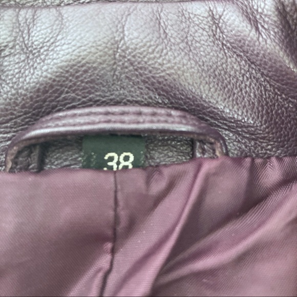 Vintage y2k purple leather jacket plum short cropped minimalist chic fitted - Picture 14 of 15